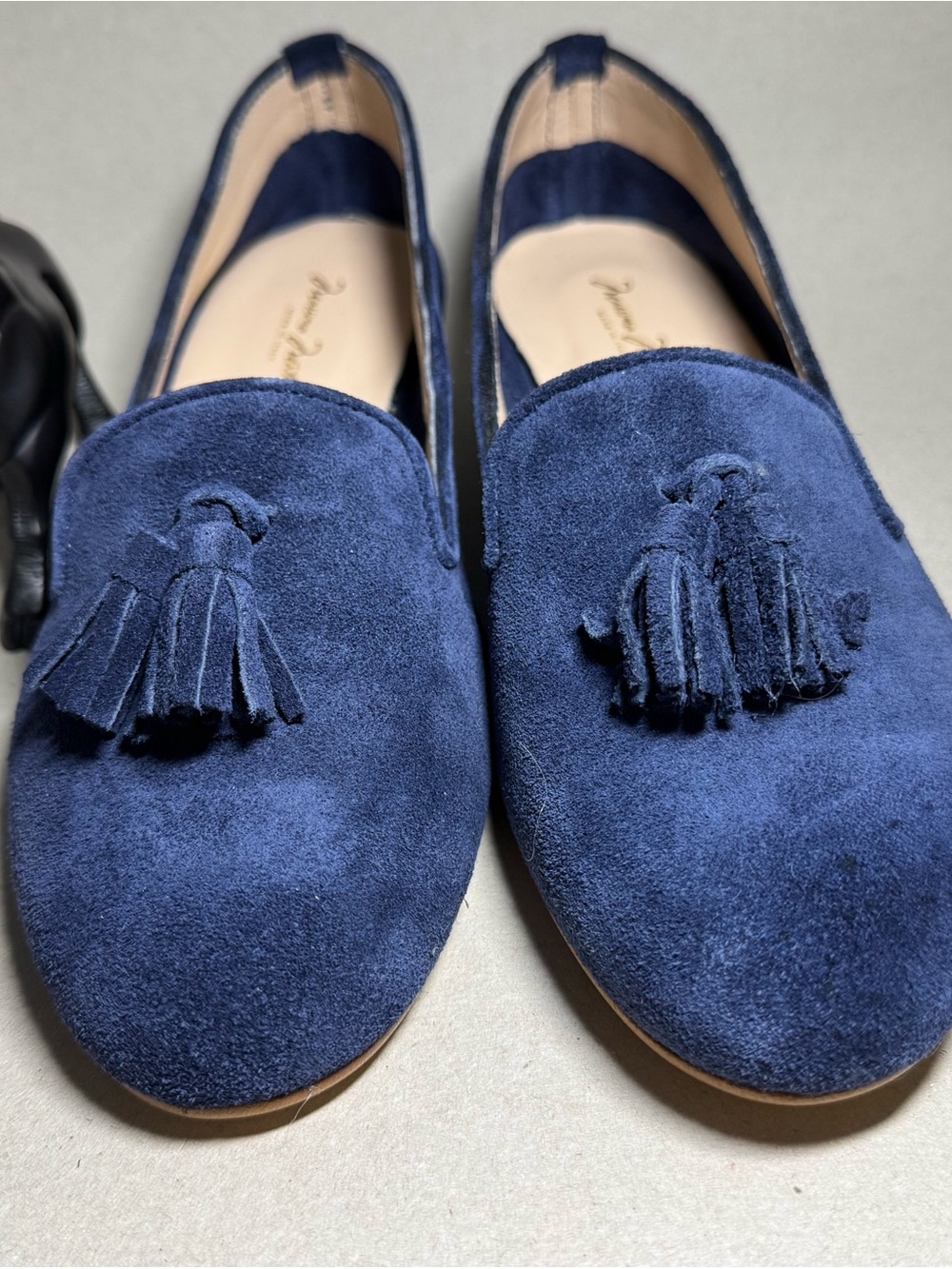 Massimo Matteo Navy Suede Slip-On Loafers with Tan Insole
